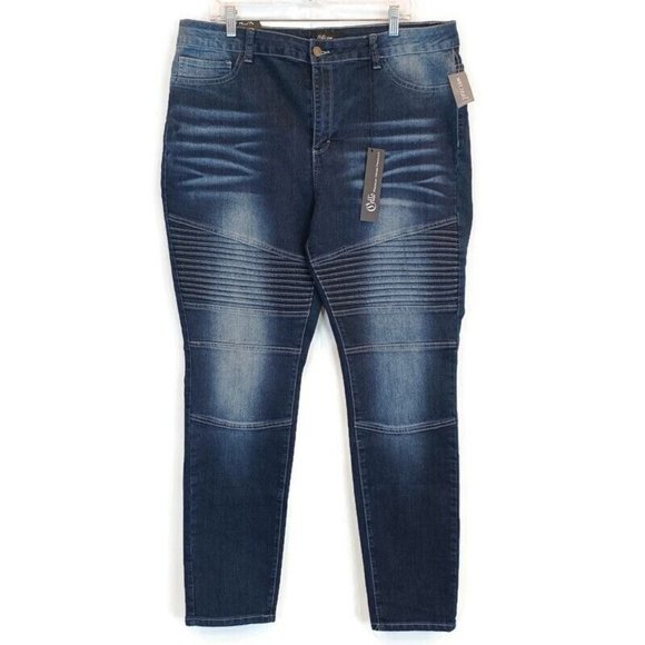 Cello Denim - WET SEAL X CELLO WMN'S Plus Size 22 Dark Moto Skinny Denim Stretch Jeans FLAWED